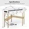 Triangular Corner Computer Desk With 2 Drawers and Open Shelves Gold